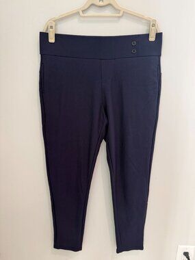 Conceited Women's Plus 2X Navy Blue High Waist Ponte Dress Pants, 2X